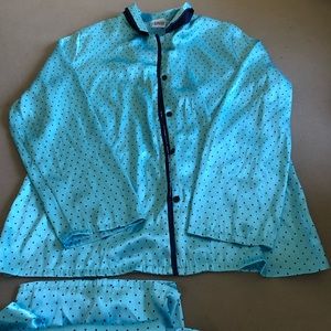 longsleeve polka dot  pajama set.Turquoise & blue